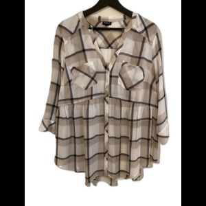 Torrid 0 Tunic Blouse Sheer size Large, Brown, Black, White